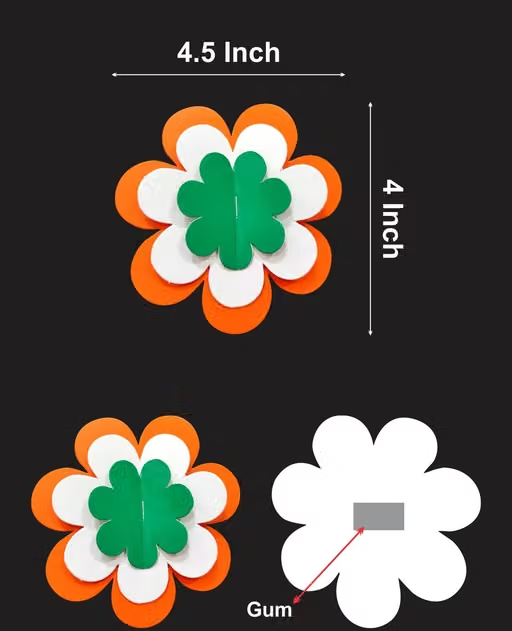INDEPENDENCE DAY/REPUBLIC DAY _ #02 FLOWER 3D DECOR STICKER _ 10 PCS PACK - Image 2