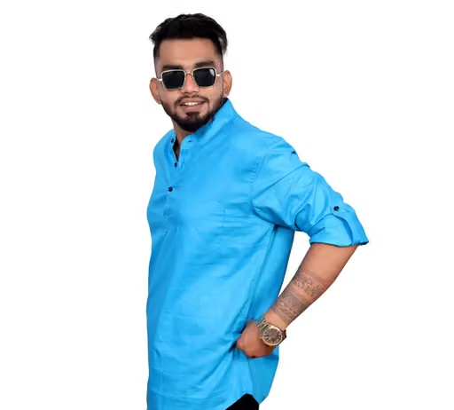 Alqive Men's Cotton Solid Slim Fit Casual Shirt (Firozi)