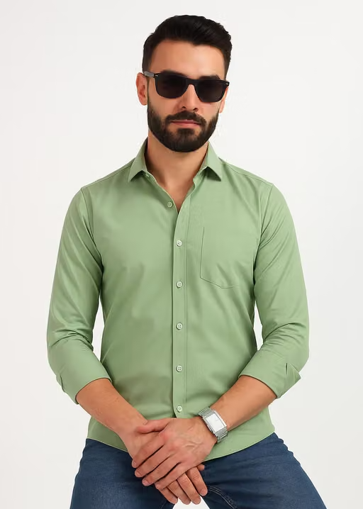 Youth First Men's Solid Spread Collar Aqua Blue Shirts Pack 2 - Image 3