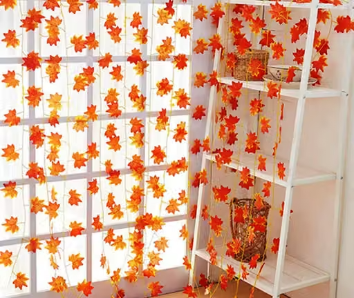 GOVIC Artificial Orange Hanging Money Plant Vine Creeper Garlands With Beautiful Sunshine Leaf (Pack of 12 Creepers) - Image 2