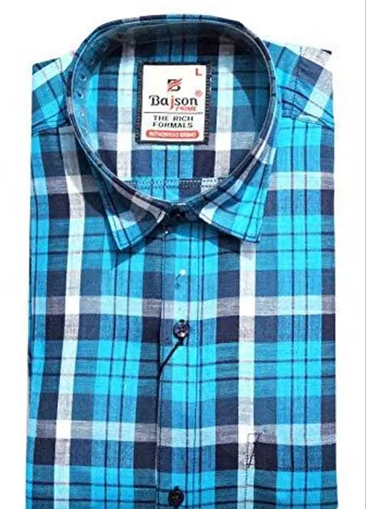 BAJSON Blue Chech Shirt for Men(Blue_A-034M_M) Latest Fashion Style/Design of 2019 New Fresh Arrivals for Trendy/Casual/Official Look