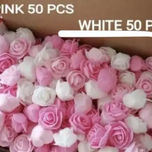 100pcs Artificial Foam Rose Fake Flowers Water Floating Flowers white 50pcs -pink 50pcs