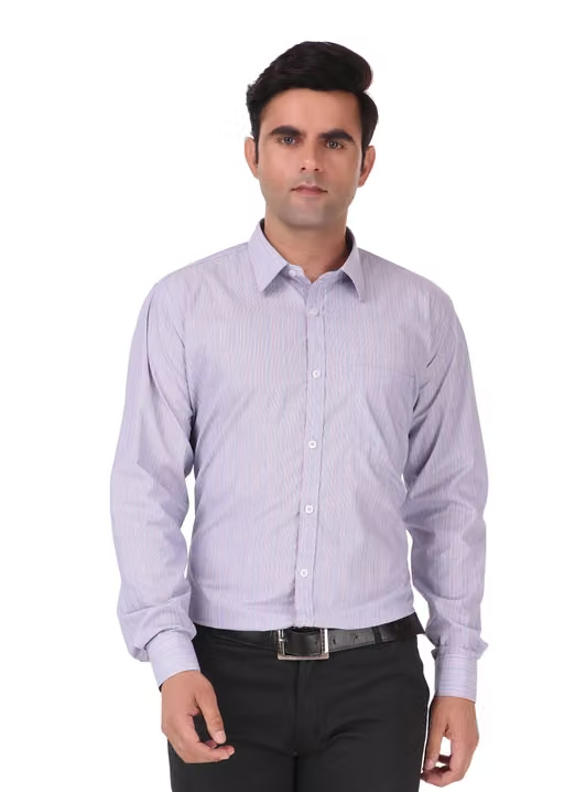 HIGHFIT Casual Cotton Striped Shirt Purple