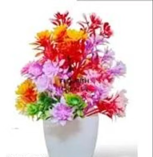 Artificial Flowers/Plant with Pot and Cute Bird on Top for Home Decor, Living Room, Balcony, Indoor/Outdoor Pack of 8 - Image 2