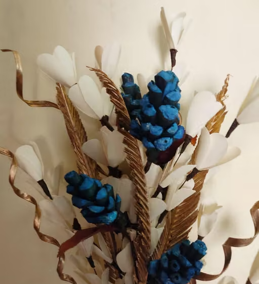 Bunch of handmade dry palm leaf flowers, sticks and dry palm leaves filler, /45cm Bunch