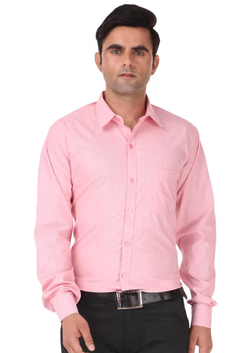 HIGHFIT Premium Quality Casual Cotton Solid Shirt Pink