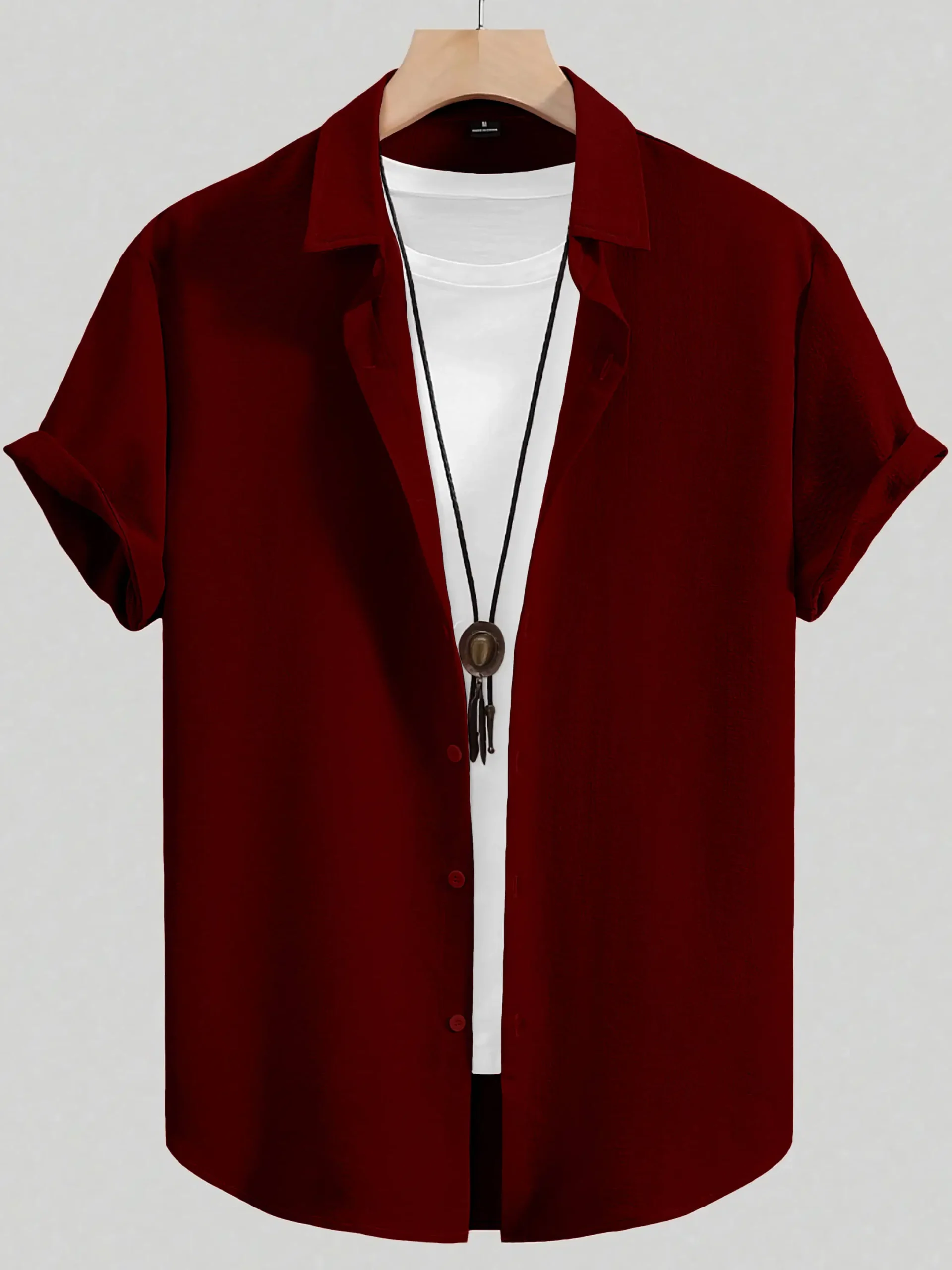 color bucket Cotton Blend Regular Fit Popcorn Textured Half Sleeves Men's Casual Shirt - Maroon ( Pack of 1 )