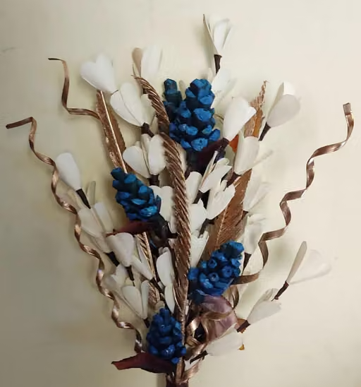 Bunch of handmade dry palm leaf flowers, sticks and dry palm leaves filler, /45cm Bunch - Image 2
