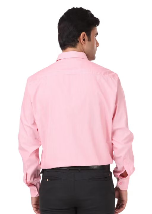 HIGHFIT Premium Quality Casual Cotton Solid Shirt Pink - Image 2
