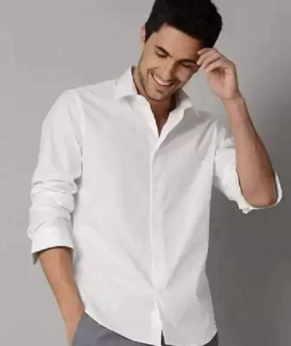 Clyver Poly Cotton Slim Fit Solids Full Sleeves Men's Casual Shirt - White ( Pack of 1 )