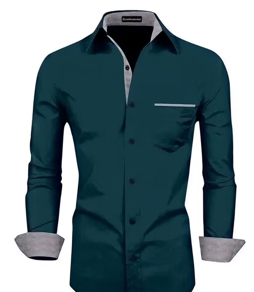 ZOMBOMSTAR Men's Cotton Regular Fit Casual Shirt_Astronuat Blue