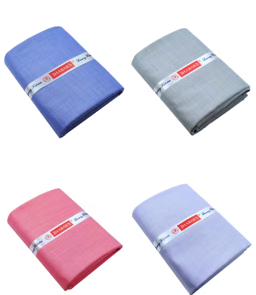 JHABAK'S Pack of 4 Unstitched Exclusive Shirt Fabric Combo for Men - Cotton Blend Material - 2.25m Shirt Cloth