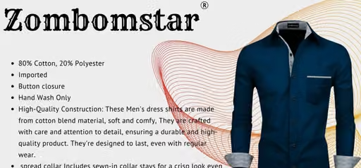 ZOMBOMSTAR Men's Cotton Regular Fit Casual Shirt_Astronuat Blue - Image 3