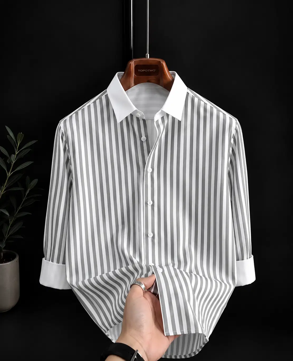 Rassvelly Cotton Regular Fit Striped Full Sleeves Men's Casual Shirt - Grey ( Pack of 1 )