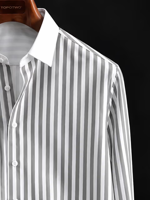 Rassvelly Cotton Regular Fit Striped Full Sleeves Men's Casual Shirt - Grey ( Pack of 1 ) - Image 3