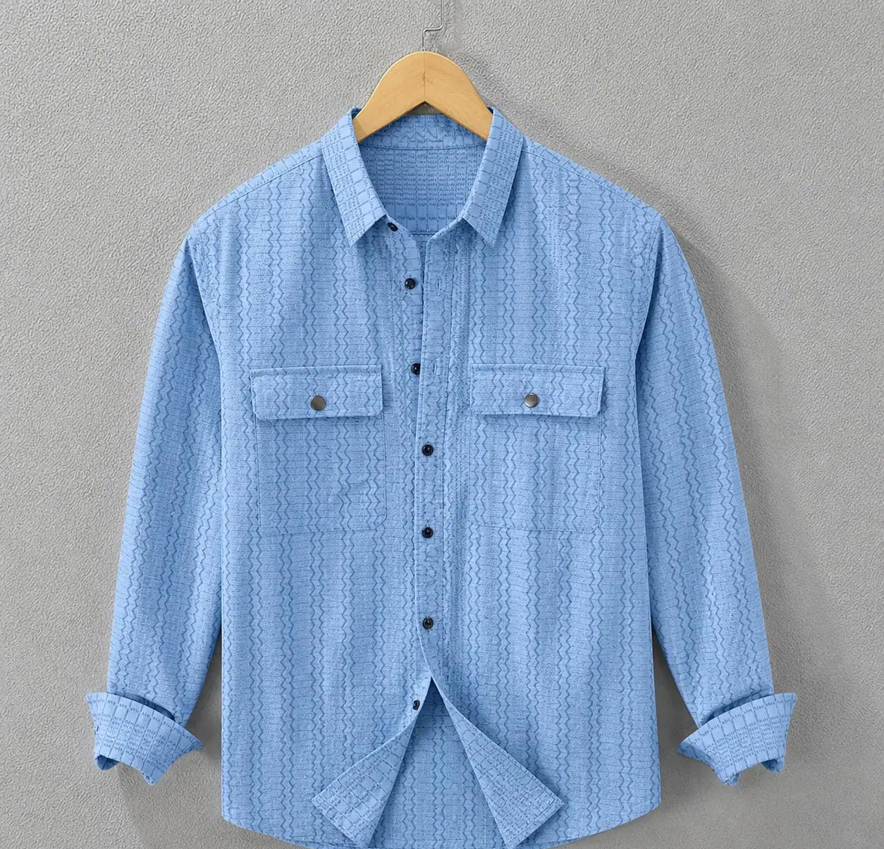 Clothing Hub Cotton Blend Regular Fit Self Design Full Sleeves Men's Casual Shirt - Sky Blue ( Pack of 1 )