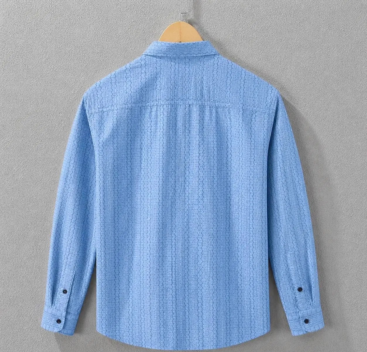 Clothing Hub Cotton Blend Regular Fit Self Design Full Sleeves Men's Casual Shirt - Sky Blue ( Pack of 1 ) - Image 2
