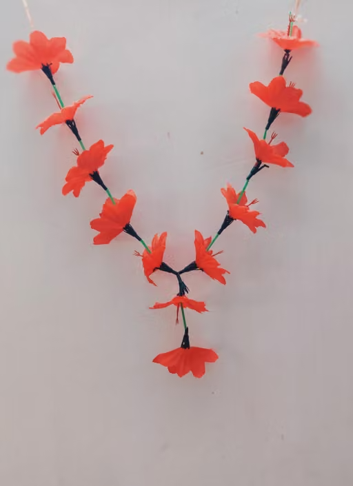 Long Hibiscus Garland Red Joba Mala for Puja Jaba (20 inch) for Kali Pooja Washable Garland China Rose Artificial Flower Hawaiian Shoeblank plant Maala