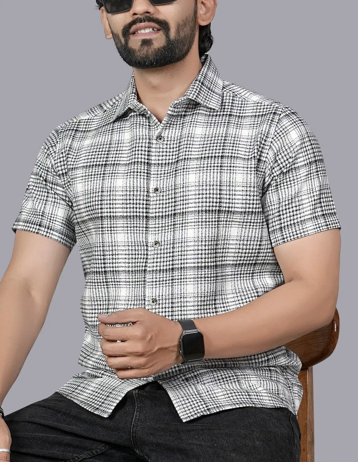 Cotton Blend Regular Fit Checks Half Sleeves Men's Casual Shirt - Multicolor 1 ( Pack of 1 )