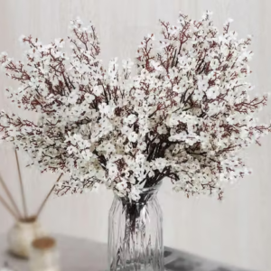 SATYAM KRAFT 1 Bunch Artificial Babys Breath Gypsophila Flower Fake Sticks Bunch, Decorative Flower Items For Home Decor, Wedding Decor, Marriage, Festival, Office, Bedroom, Balcony, Living Room, Gift, Table, Art & Craft, Restaurants, (Without Vase Pot) (White)