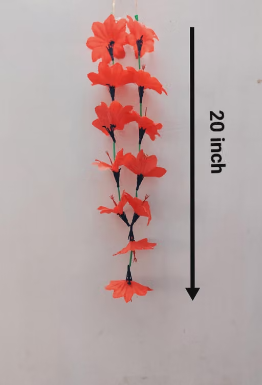 Long Hibiscus Garland Red Joba Mala for Puja Jaba (20 inch) for Kali Pooja Washable Garland China Rose Artificial Flower Hawaiian Shoeblank plant Maala - Image 2