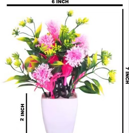 Camellia Grins Set of 5 Bonsai Wild Artificial Plant with Pot (Multicoloured, 6 Pieces) - Image 2