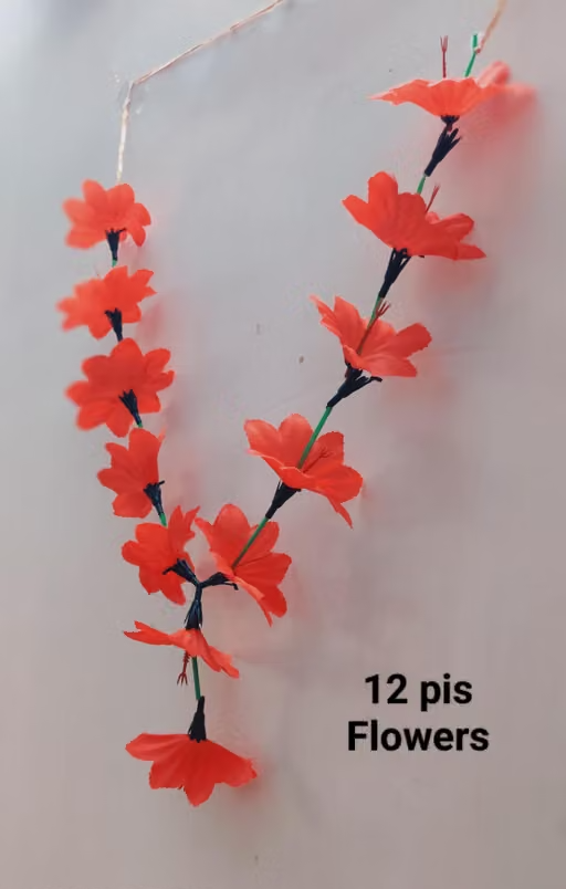 Long Hibiscus Garland Red Joba Mala for Puja Jaba (20 inch) for Kali Pooja Washable Garland China Rose Artificial Flower Hawaiian Shoeblank plant Maala - Image 3