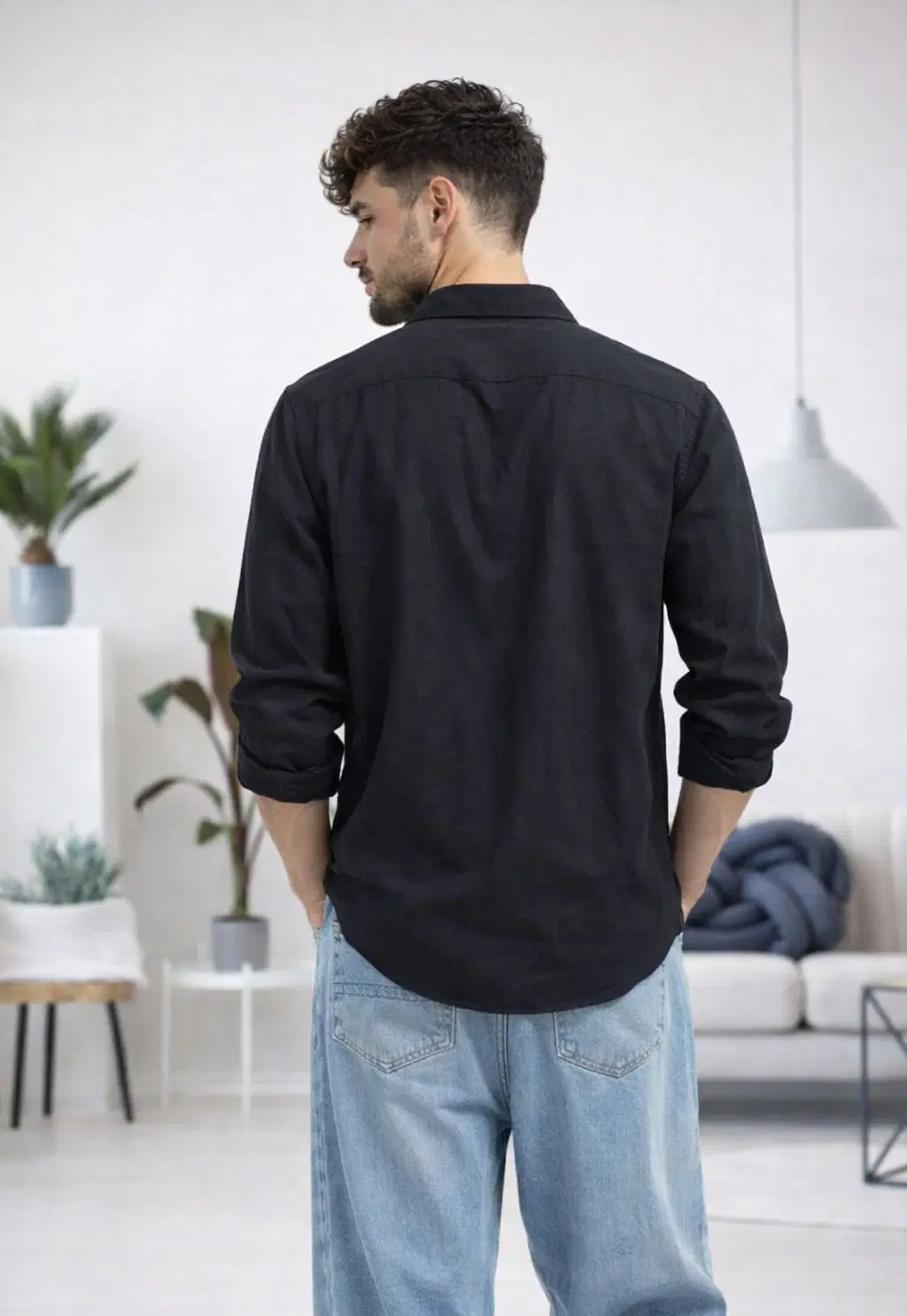 The Dry State Linen Regular Fit Solids Full Sleeves Men's Casual Shirt - Black ( Pack of 1 ) - Image 2