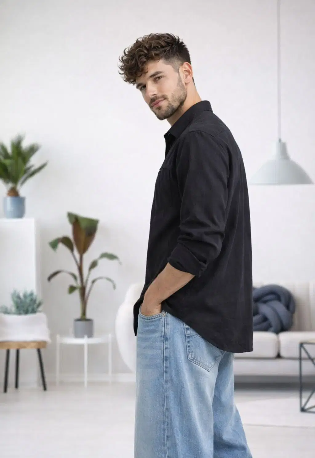 The Dry State Linen Regular Fit Solids Full Sleeves Men's Casual Shirt - Black ( Pack of 1 ) - Image 3