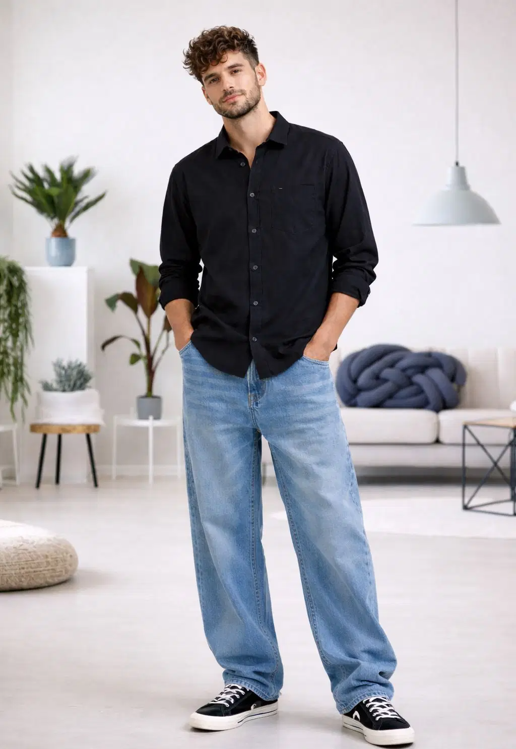 The Dry State Linen Regular Fit Solids Full Sleeves Men's Casual Shirt - Black ( Pack of 1 ) - Image 4