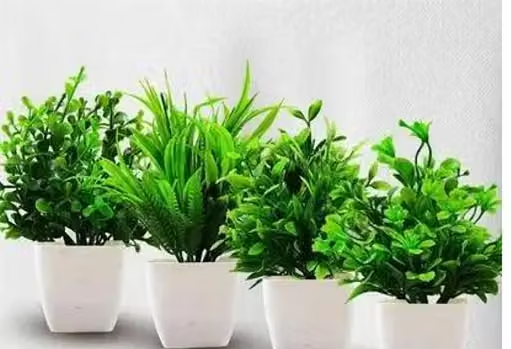 Plastic Artificial Plants Small Fake Potted Plants, Mini Eucalyptus Potted Faux Decorative Grass Plant With White Pot For Home Decor Pack Of 12 - Image 2