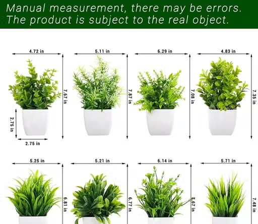 Plastic Artificial Plants Small Fake Potted Plants, Mini Eucalyptus Potted Faux Decorative Grass Plant With White Pot For Home Decor Pack Of 12 - Image 3