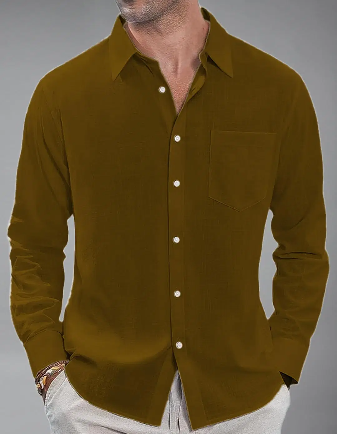 Vida Loca Cotton Blend Slim Fit Solids Full Sleeves Men's Casual Shirt - Coffee ( Pack of 1 )