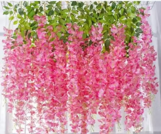 SP ENTERPRISE Artificial Wisteria Flower long hanging hangings for Wall, balcony and party decoration. (Pack of 4 )
