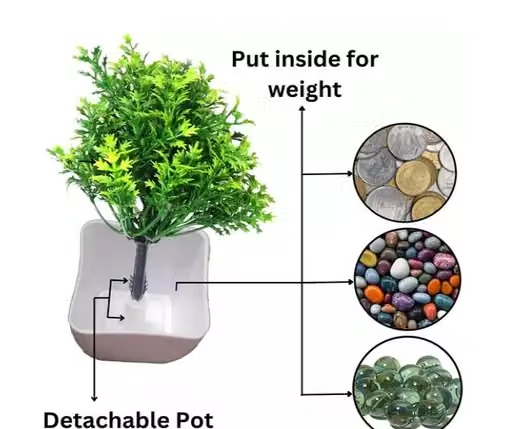 Artificial Plant with pot_Plastic Flower and Shrubs for Home Decor and Living Room_faux plants - Perfect Gift Idea Combo Pack of 5 - Image 2