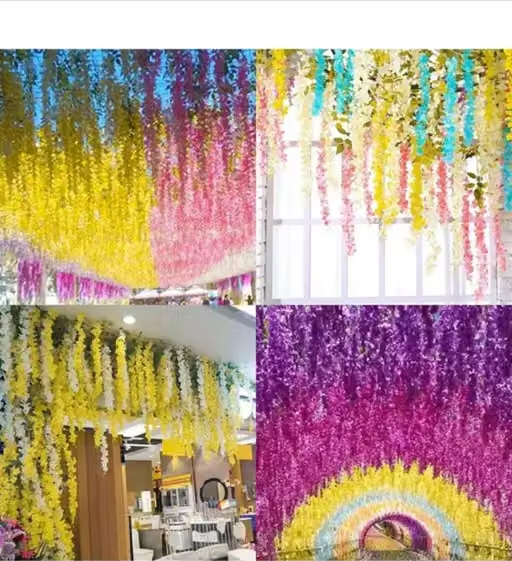 SP ENTERPRISE Artificial Wisteria Flower long hanging hangings for Wall, balcony and party decoration. (Pack of 4 ) - Image 4