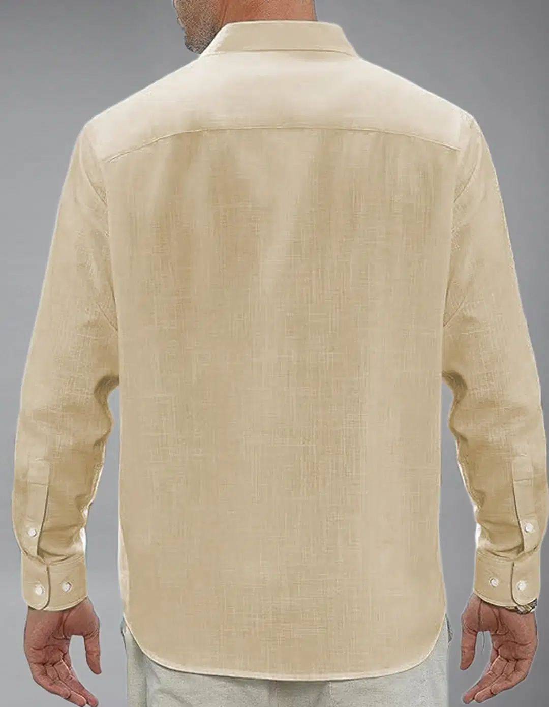 Vida Loca Cotton Blend Slim Fit Solids Full Sleeves Men's Casual Shirt - Beige ( Pack of 1 ) - Image 2
