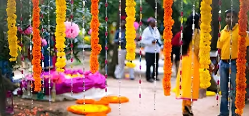 Hepiack Genda Phool Artificial Marigold Flower Mala Pack of 10 (Yellow and Orange) Each 5 - Image 4