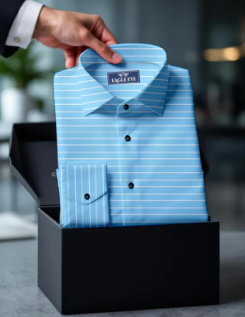 sky touch Cotton Blend Regular Fit Striped Full Sleeves Men's Casual Shirt - Blue ( Pack of 1 )