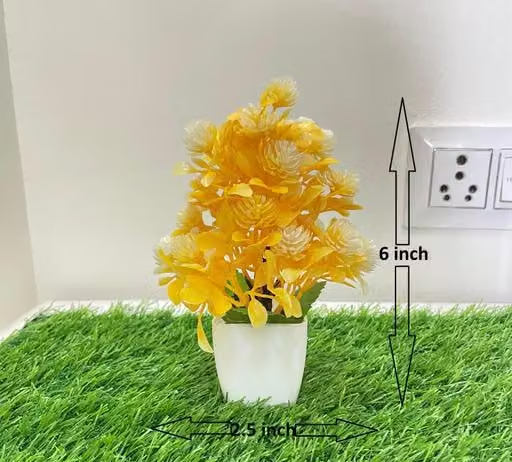 SATAN CRAFT set of 6 for Home Office, Desk, Table,Decoration and Gift Faux Bonsai Artificial Plant with Pot (12-14 cm, Multicolor) - Image 2