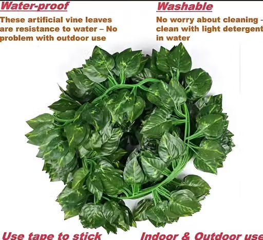 (8 Feet) (Set of 10 String) 30 Leave in one String Artificial Garlands Money Plant Hanging Leaves Greenery for Home Decor Main Door Wall, Balcony, Office, Decoration Party - Image 2