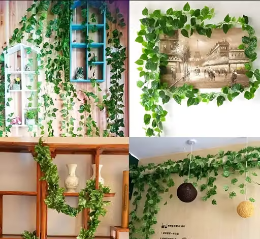 (8 Feet) (Set of 10 String) 30 Leave in one String Artificial Garlands Money Plant Hanging Leaves Greenery for Home Decor Main Door Wall, Balcony, Office, Decoration Party - Image 3