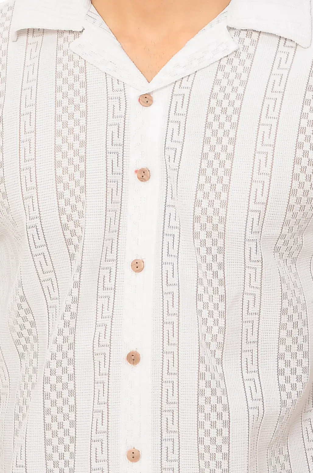 Cotton Blend Regular Fit Self Design Half Sleeves Men's Casual Shirt - White ( Pack of 1 ) - Image 4