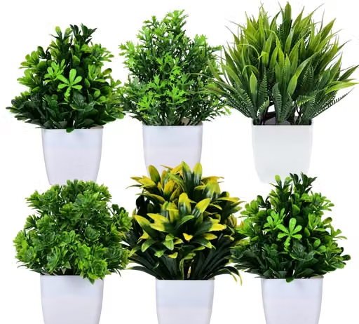 Artificial Mini Green Bonsai Pots for Home/office decoration set of 6