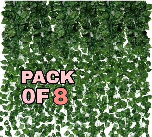 Aradhya traders (Set of 8 String)Artificial Garland Money Creeper | Wall Hanging | Special Occasion Decoration | Office | Festival Theme Decorative | Length 8 Feet Strings 30 Leave in one StringArtificial Plant Green Wild