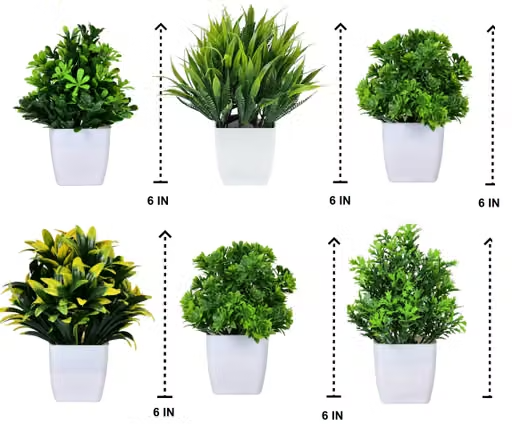 Artificial Mini Green Bonsai Pots for Home/office decoration set of 6 - Image 3