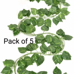 (8 Feet) (Set of 5) Artificial Garlands Money Plant Hanging Leaves Greenery Vine Creeper Plants for Home Decor Main Door Wall, Balcony, Office,