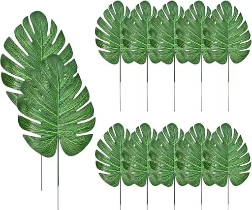 Artificial Monstera Palm Leaves| Artificial Plant Leaf Home Office Business Place Decoration|Jungle Theme Birthday Hawaii Party Decoration. Realistic Greenery. (4)