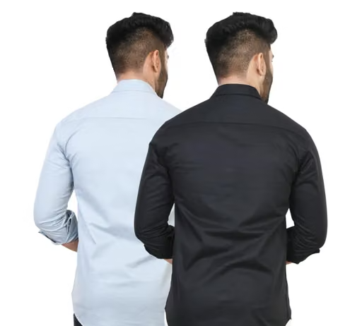 Youth First Men's Solid Spread Collar Grey Shirts Pack 2 - Image 2