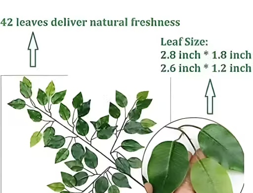 AKP Pack Of 6 Artificial Ficus Plants & 42 Leaves for Indoor Outdoor Install & Washable Perfect Product for Your Home Decor (GREEN) - Image 2